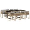 vidaXL 9 Piece Garden Dining Set with Cushions Mix Beige Poly Rattan