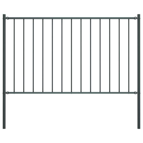 vidaXL Fence Panel with Posts Powder-coated Steel 1.81x1.25 m Anthracite