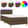 vidaXL Box Spring Bed with Mattress&LED Dark Brown 90x190cm Fabric