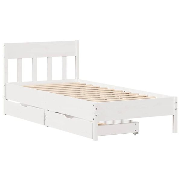 vidaXL Bed Frame without Mattress White 75x190 cm Small Single Solid Wood Pine