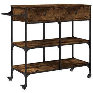 vidaXL Kitchen Trolley Smoked Oak 105x42x95 cm Engineered Wood