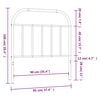 vidaXL Metal Replace Headboard White 90 cm