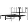 vidaXL Metal Bed Frame without Mattress with Headboard Black 140x190cm