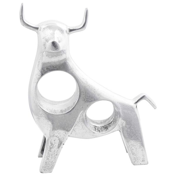 vidaXL Bull Sculpture Silver 22 x 9.5 x 34 cm Aluminium