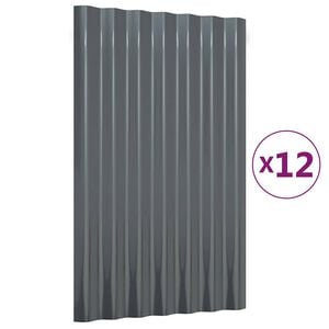 vidaXL Roof Panels 12 pcs Galvanised Steel Anthracite 60x36 cm