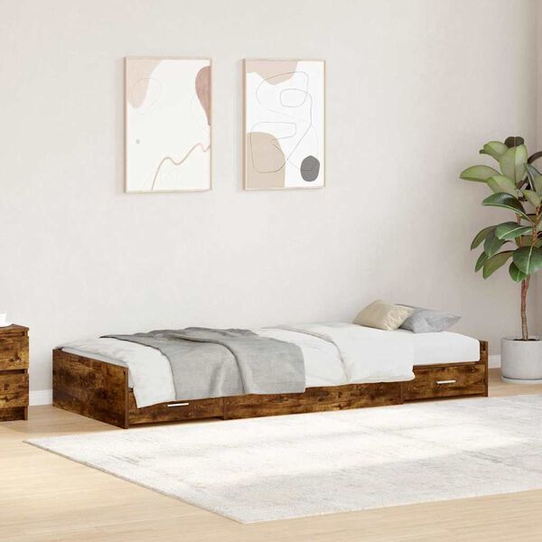 vidaXL Bed Frame with Headboard Old Wood 70 x 190 cm Engineered Wood