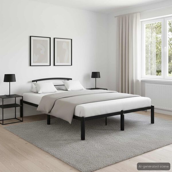 vidaXL Bed Frame without Mattress Black Metal 140x200 cm