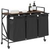 vidaXL Laundry Basket 3 Compartments with Wheels Brown Oak