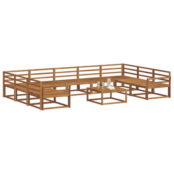 vidaXL Outdoor Sofa Set 10 pcs Natural Solid Acacia Wood