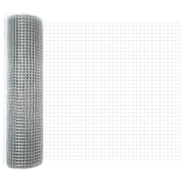 vidaXL Welded Wire Fence Silver 0.4 x 25 m