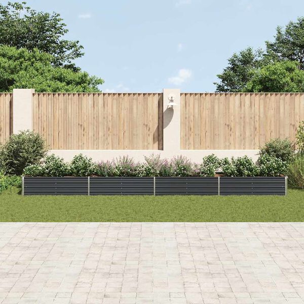 vidaXL Garden Raised Bed Galvanised Steel 600x80x45 cm Anthracite