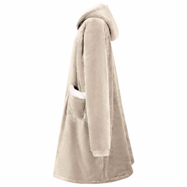 vidaXL Blanket Hoodie Beige L Fleece and Flannel