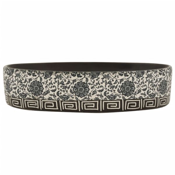 vidaXL Countertop Basin Black and Blue Oval 56.5x36.5x13.5 cm Ceramic