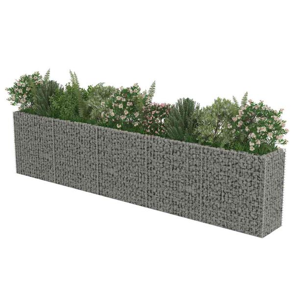 vidaXL Gabion Raised Bed Galvanised Steel 450x50x100 cm