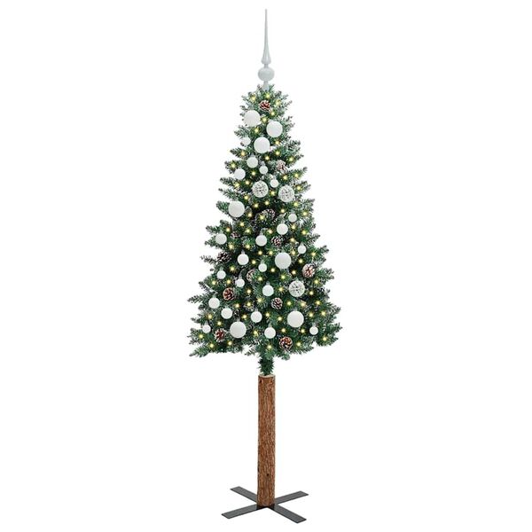 vidaXL Slim Christmas Tree with 150 LEDs Green and White 150 cm