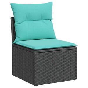 vidaXL Garden Sofa Armless with Cushions Black Poly Rattan (US only)