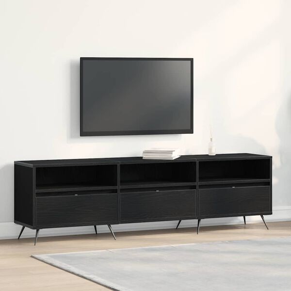 vidaXL TV Cabinet Black oak 150 x 30 x 44.5 cm Engineered wood