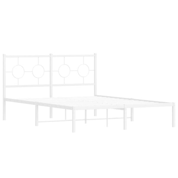 vidaXL Metal Bed Frame without Mattress with Headboard White 140x200cm