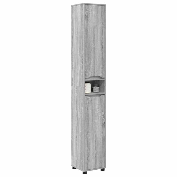 vidaXL Bathroom Cabinet Grey Sonoma 30.5 x 30 x 195 cm Engineered Wood