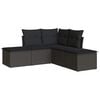 vidaXL Garden Sofa Set | Black | PE rattan, powder-coated steel, polyester