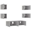 vidaXL 6 Piece TV Wall Units with LED Grey Sonoma Engineered Wood