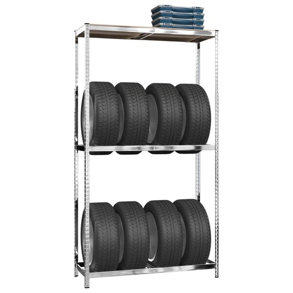 vidaXL 2-Layer Tire Rack Silver 110x40x180 cm Steel