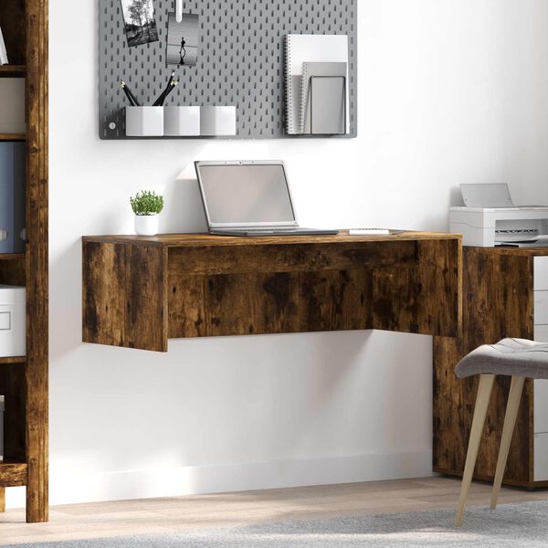 vidaXL Wall-Mounted Desk Smoked Oak 100 x 45 x 30 cm Engineered Wood