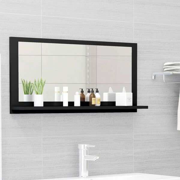 vidaXL Bathroom Mirror Black 80x10.5x37 cm Engineered Wood