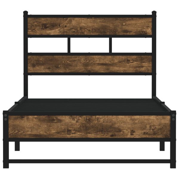 vidaXL Metal Bed Frame without Mattress Smoked Oak 100x200 cm