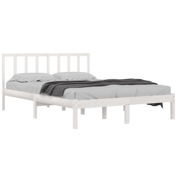 vidaXL Bed Frame without Mattress White Solid Wood Pine 120x190 cm Small Double