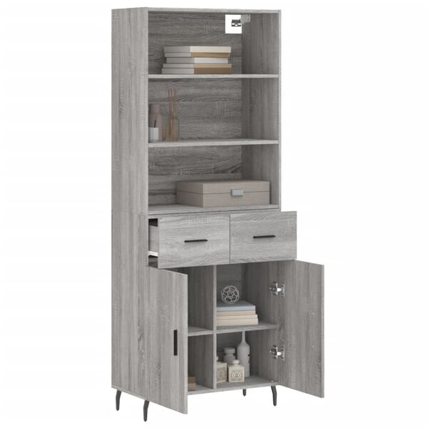 vidaXL Highboard Grey Sonoma 69.5x34x180 cm Engineered Wood