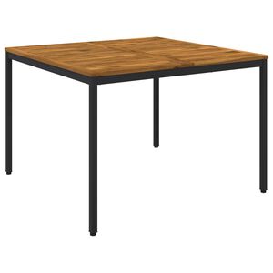 vidaXL Garden Dinner Table Natural and Black 110 x 108.5 x 75 cm