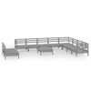 vidaXL 11 Piece Garden Lounge Set Solid Wood Pine Grey