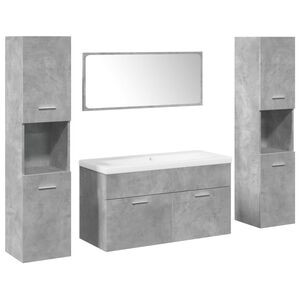 vidaXL 5 Piece Bathroom Furniture Set Concrete Grey Engineered Wood