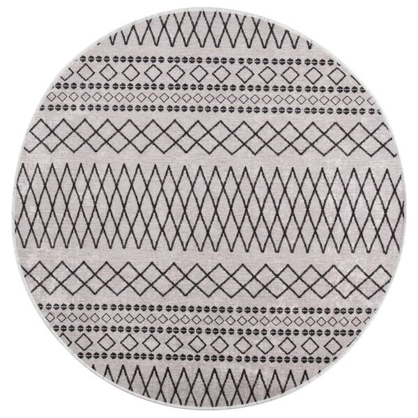 vidaXL Rug Washable &phi;120 cm Black and White Anti Slip