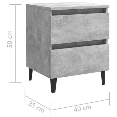vidaXL Bed Cabinet Concrete Grey 40x35x50 cm Chipboard