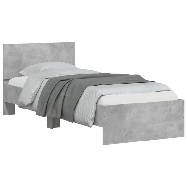 vidaXL Bed Frame without Mattress with Headboard Concrete Grey 90x190 cm Single