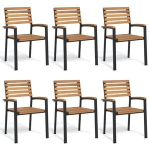 vidaXL Stackable Garden Chair | Set of 6 | Natural wood and black