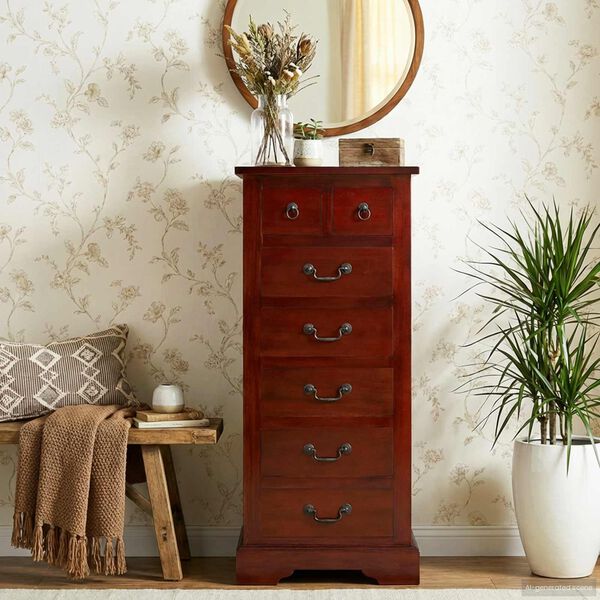 vidaXL Chest of Drawers Brown 45 x 35 x 100.5 cm Solid Mahogany Wood
