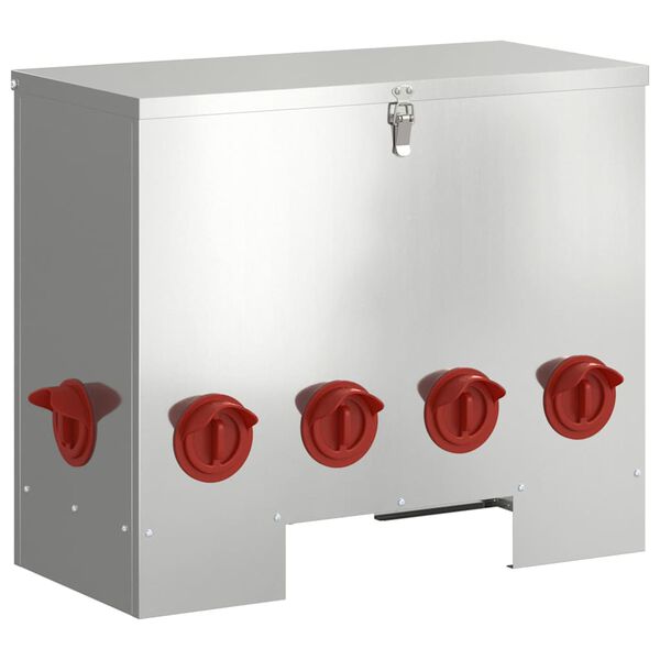 vidaXL Chicken Feeder 2 pcs Silver 60.5 x 29 x 51 cm Galvanised Steel