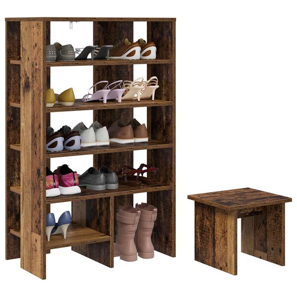 vidaXL Shoe Cabinet with Shelf 2 pcs Old Wood Engineered Wood