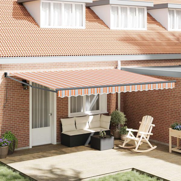 vidaXL Retractable Awning Retractable Manual Multicolour 450 x 300 cm