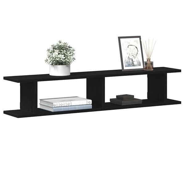 vidaXL Wall Shelves 2 pcs Black Oak 105x18x20 cm Engineered Wood
