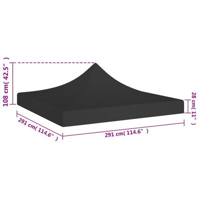 vidaXL Party Tent Roof 3x3 m Black 270 g/m²