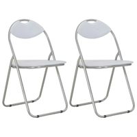 vidaXL Folding Dining Chairs 2 pcs White Faux Leather