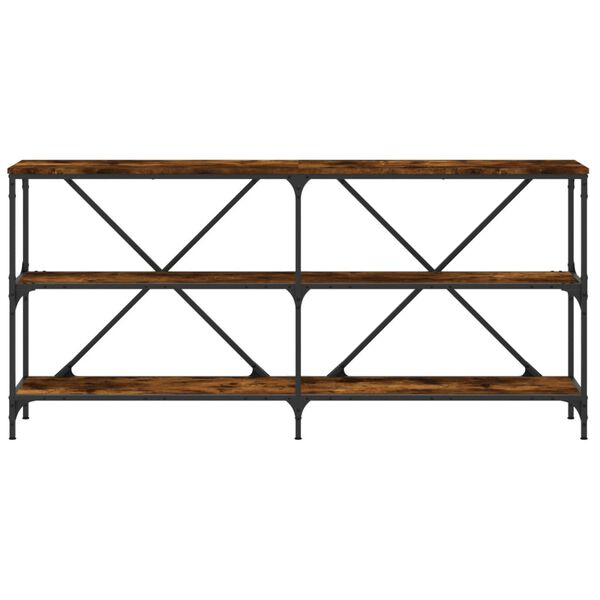 vidaXL Console Table Smoked Oak 160x30x75 cm Engineered Wood and Iron