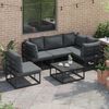 vidaXL Garden Sofa Set with Cushion 6 pcs Black Aluminium
