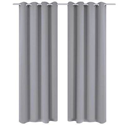 vidaXL Blackout Curtains 2 pcs with Metal Eyelets 135x175 cm Grey