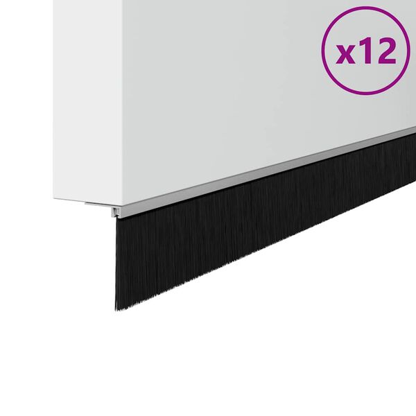 vidaXL Self-adhesive Door Brush Seals 12 pcs Silver 100 cm
