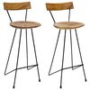 vidaXL Bar Stool | Natural teak, Black | Solid teak wood, Iron | Standard